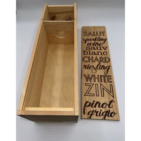 Natural Wooden Wine (White) Crate with Handle with Sliding Cover, 31-09 - Picture 8 of 12